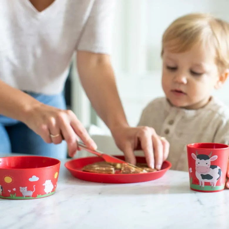 Koziol Connect Barnservis 3 delar Tallrik/Skål/Mugg Bondgård