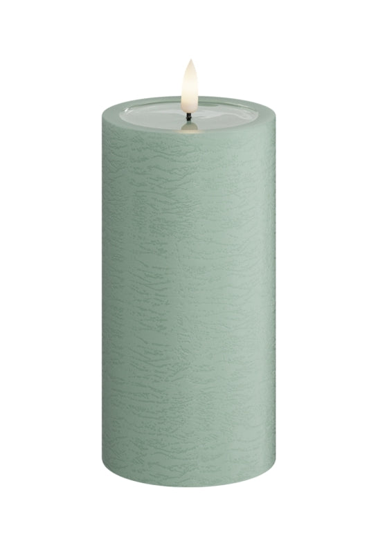 Unique Candles Unique LED Blockljus Sage Green 7,5x15 cm