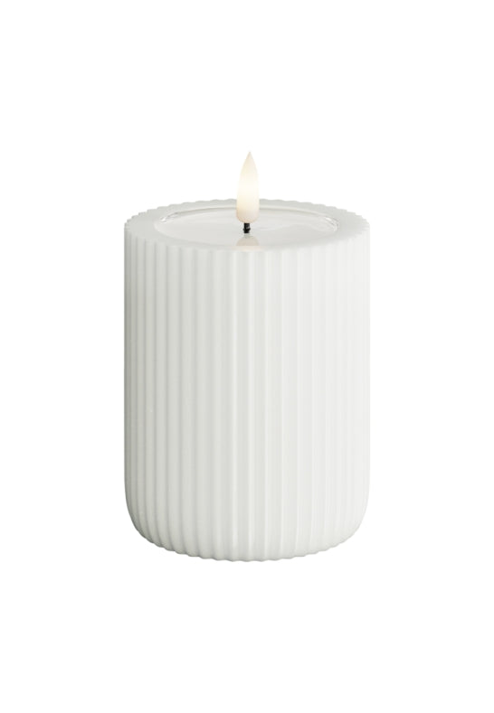 Unique Candles Unique LED Blockljus Stripe Vit 8x10 cm