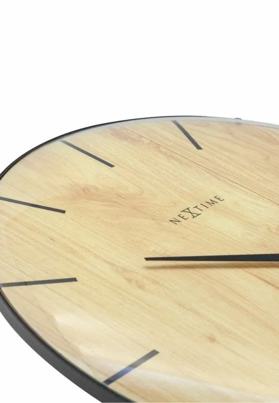 NeXtime Edge Wood Dome Väggklocka 35cm Ljusbrun