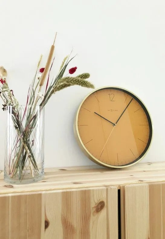 NeXtime Essential Gold Väggklocka 34 cm Gul