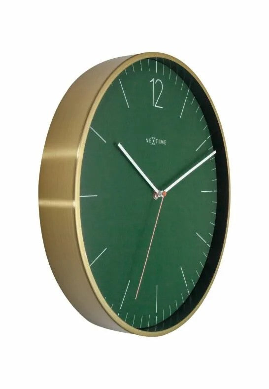 NeXtime Essential Gold Väggklocka 34 cm Grön