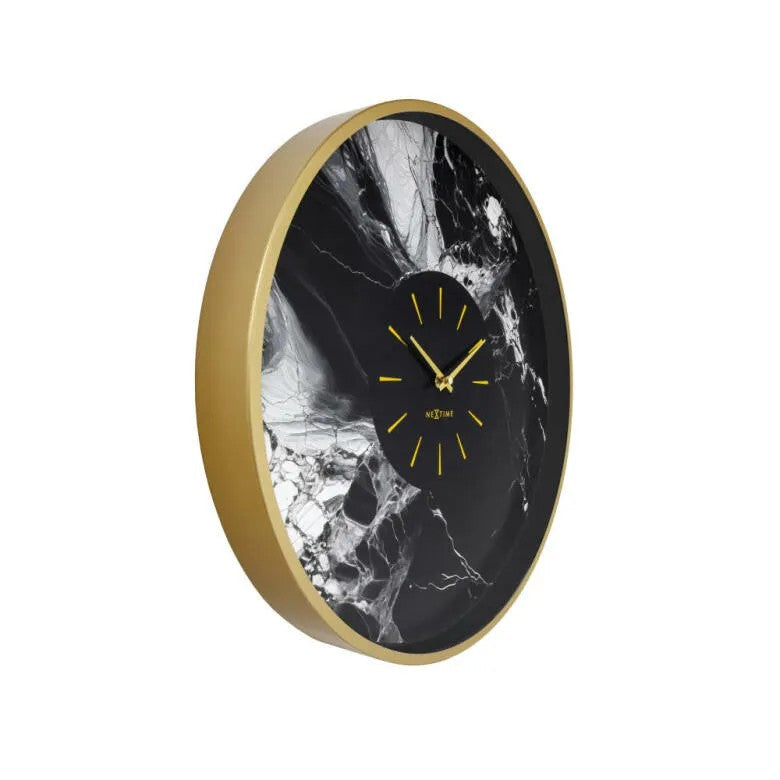 NeXtime Marble Duo Väggklocka 48 cm Guld/Svart