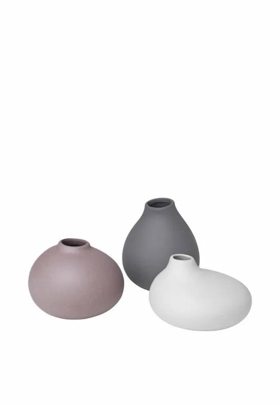 BLOMUS NONA Set med 3 Vaser Pewter, Micro Chip, Bark