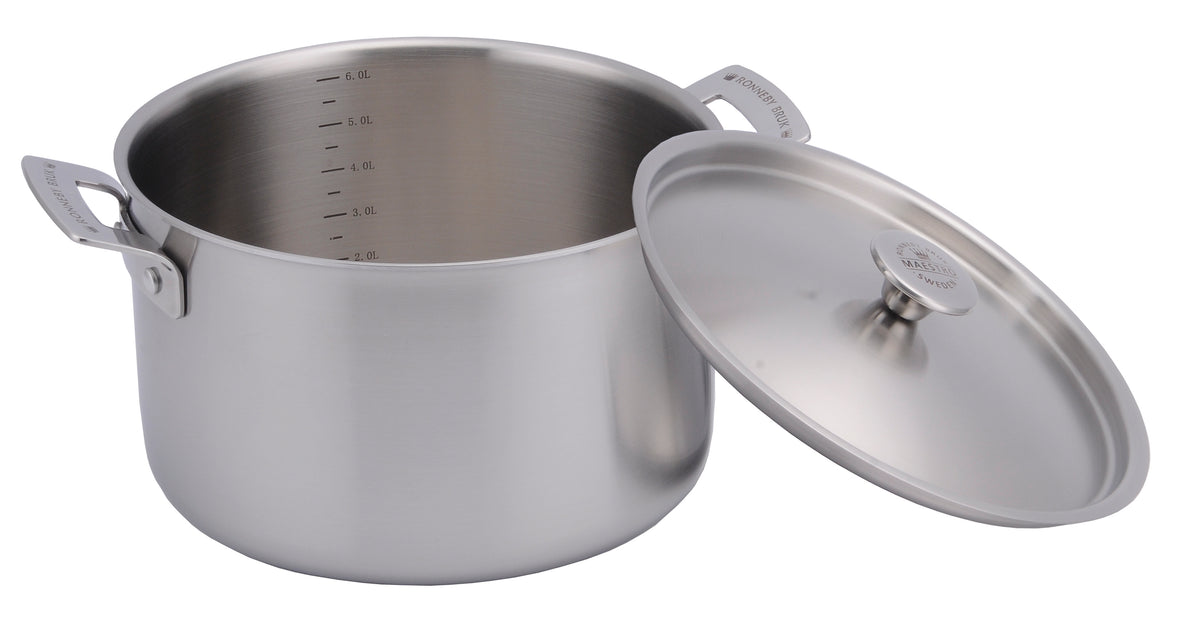 Ronneby Bruk Rostfri gryta 6L, rostfritt lock