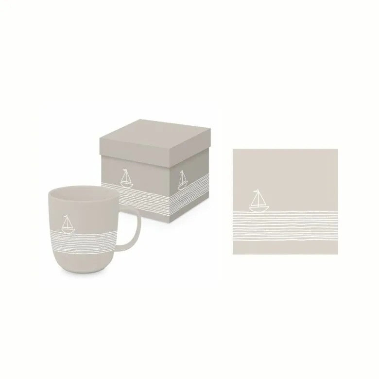 Paperproducts Design Pure Sailing Gåvoset Mugg 35 cl + Servett Taupe