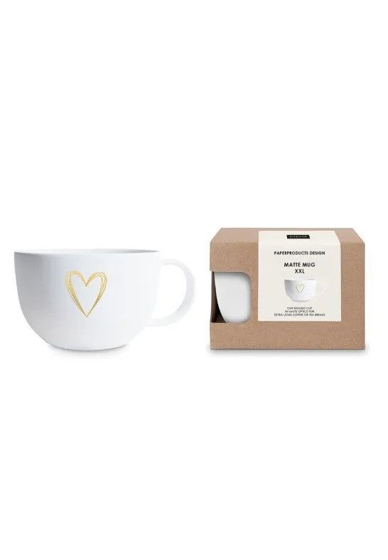 Paperproducts Design Pure Heart Mugg Matt XXL Vit/Guld 55 cl