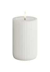 Unique Candles Unique LED Blockljus Stripe Vit 8x12,5 cm