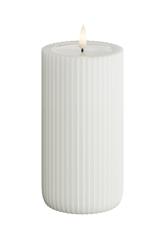 Unique Candles Unique LED Blockljus Stripe Vit 8x15 cm