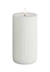 Unique Candles Unique LED Blockljus Stripe Vit 8x15 cm