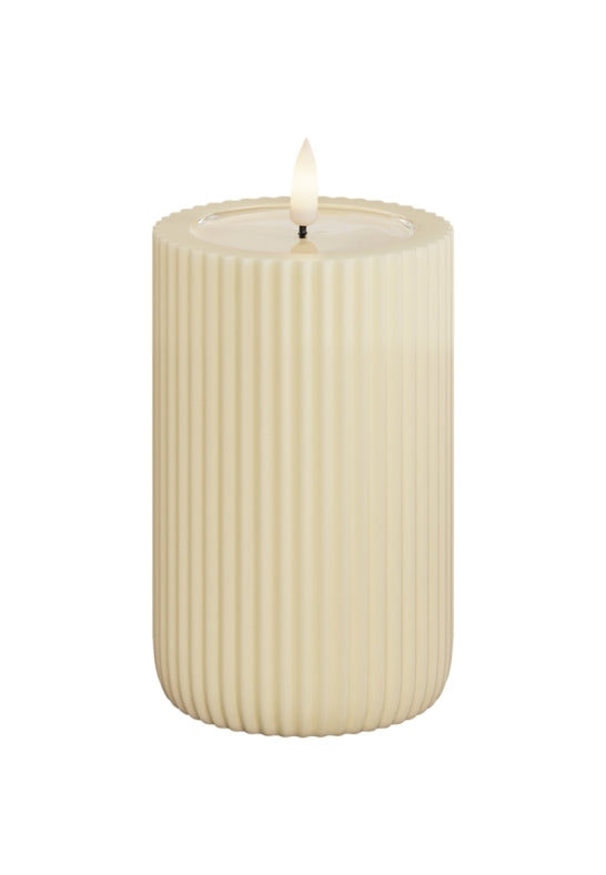 Unique Candles Unique LED Blockljus Stripe Cream 8x12,5 cm