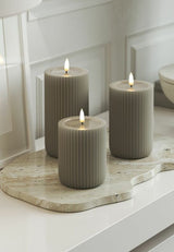 Unique Candles Unique LED Blockljus Stripe Sand 8x12,5 cm