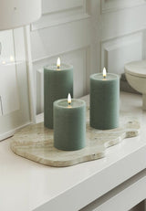 Unique Candles Unique LED Blockljus Sage Green 7,5x10 cm