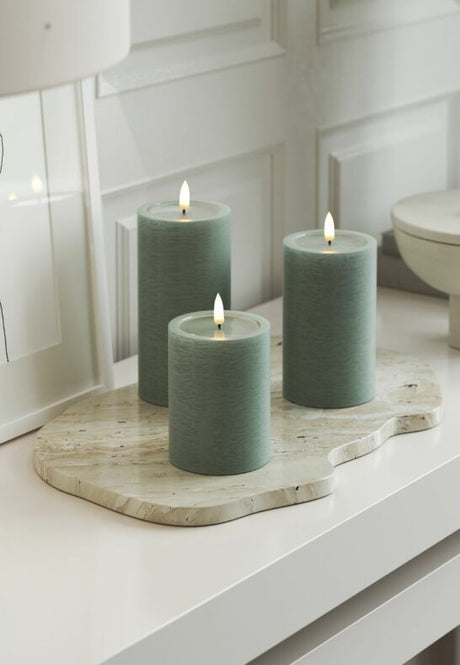 Unique Candles Unique LED Blockljus Sage Green 7,5x12,5 cm