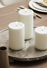 Unique Candles Unique LED Blockljus Stripe Vit 8x12,5 cm