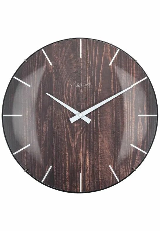NeXtime Edge Wood Dome Väggklocka 35cm Mörkbrun