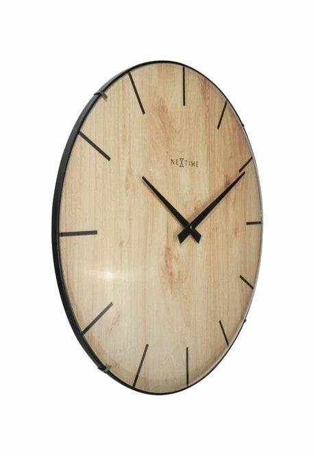 NeXtime Edge Wood Dome Väggklocka 35cm Ljusbrun