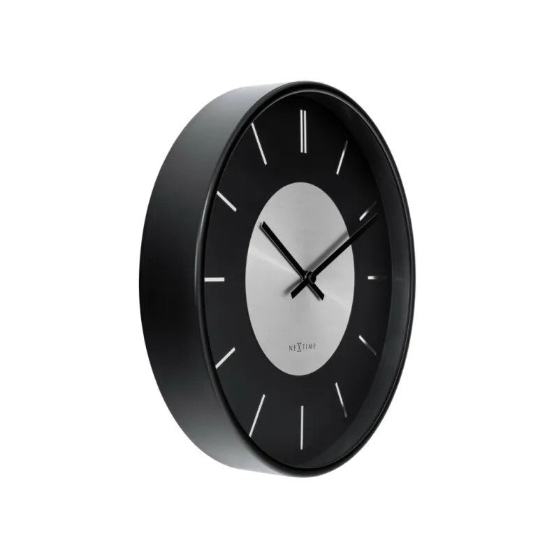 NeXtime Retro II Stripes Väggklocka 25 cm Svart/Silver