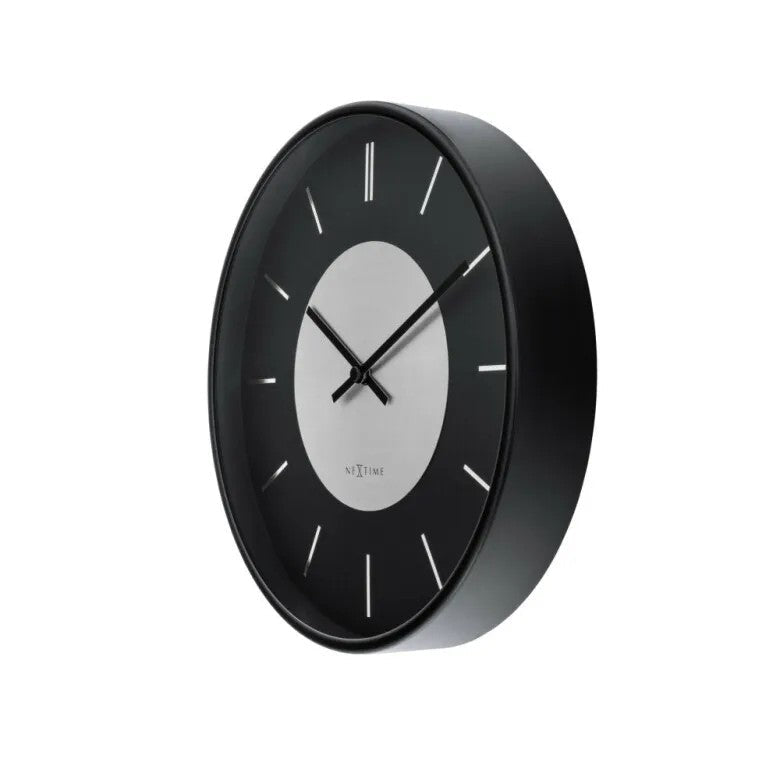 NeXtime Retro II Stripes Väggklocka 25 cm Svart/Silver