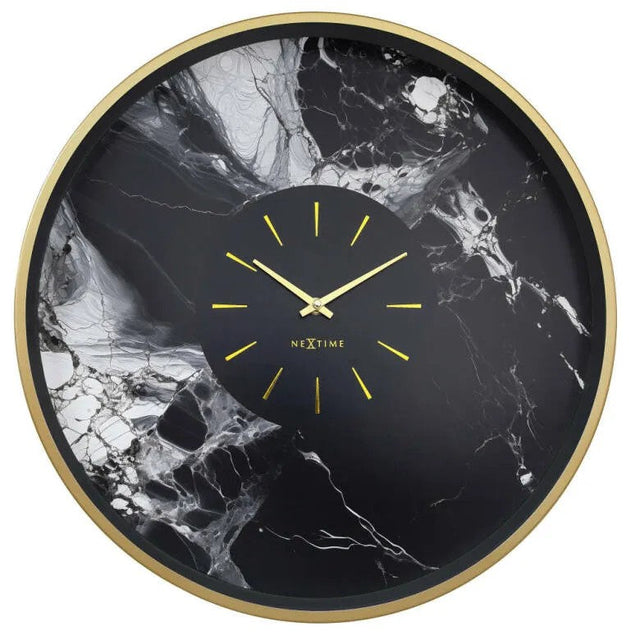 NeXtime Marble Duo Väggklocka 48 cm Guld/Svart
