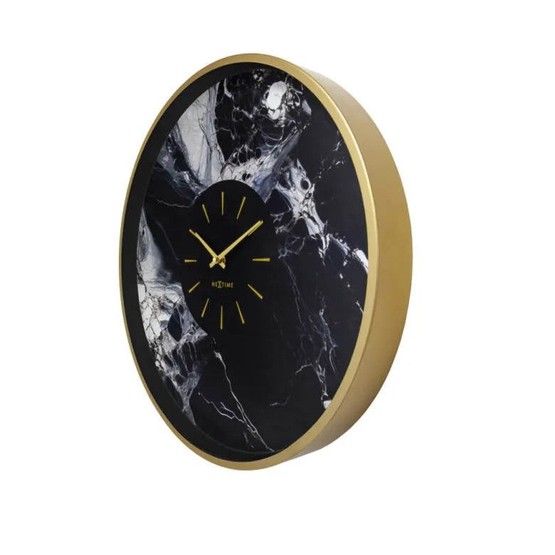 NeXtime Marble Duo Väggklocka 48 cm Guld/Svart