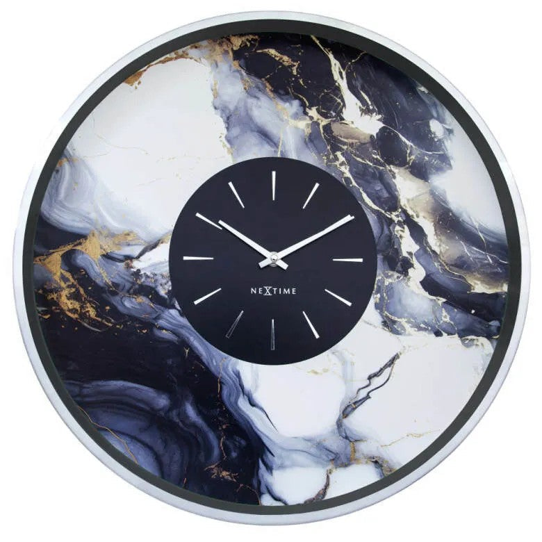 NeXtime Marble Duo Väggklocka 48 cm Silver/Vit