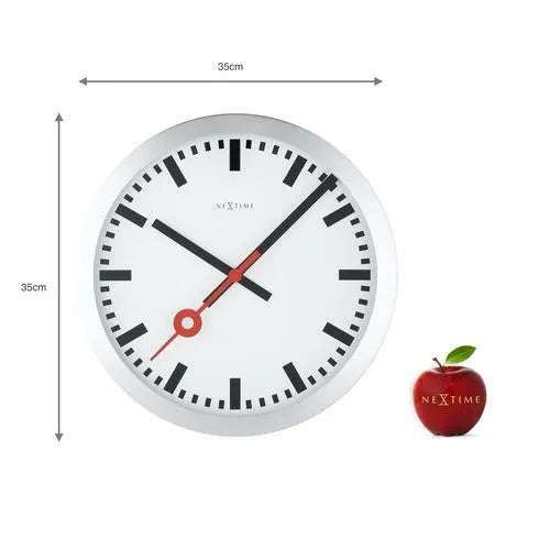 NeXtime Station Stripe Väggklocka Ø35 cm Vit