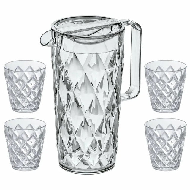 Koziol Crystal Set Karaff inkl 4 Glas Crystal Clear