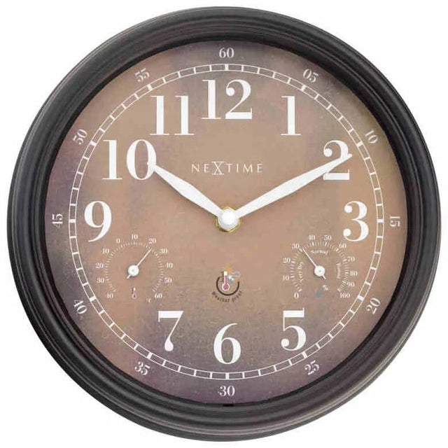 NeXtime Jasmine Väggklocka/Väderstation Ø23,5 cm Brun