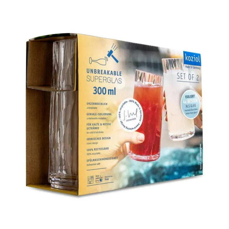 Koziol Club No. 8 Glas Plast 300 ml Crystal Clear 2-pack
