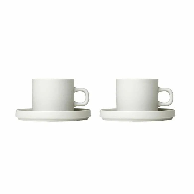 BLOMUS Pilar Kaffekoppar med fat 200ml Moonbeam 2-pack