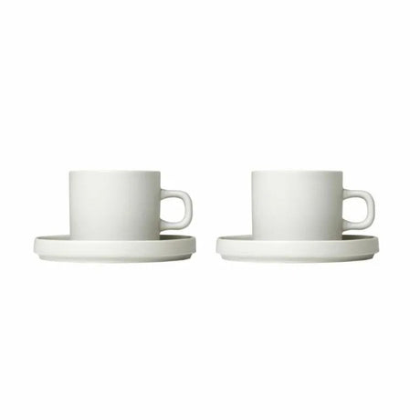 BLOMUS Pilar Kaffekoppar med fat 200ml Moonbeam 2-pack