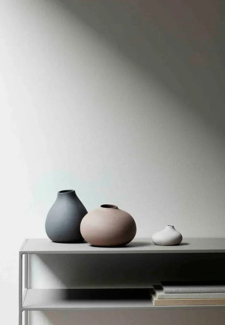 BLOMUS NONA Set med 3 Vaser  Pewter, Micro Chip, Bark
