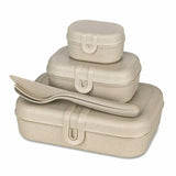 Koziol Pascal Ready Set med 3x lunchbox och bestick Beige
