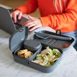 Koziol Pascal Ready Set med 3x lunchbox och bestick Mörkgrå
