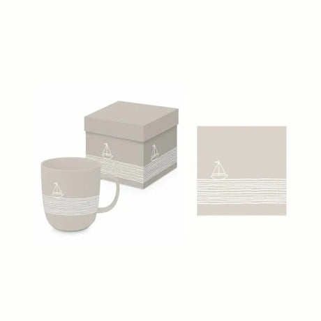Paperproducts Design Pure Sailing Gåvoset Mugg 35 cl + Servett Taupe