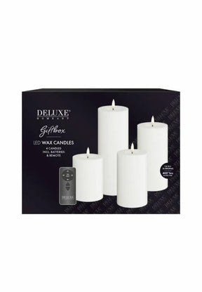 DeluxeHomeart Ljuspaket LED Blockljus 4-pack + Fjärrkontroll Vit
