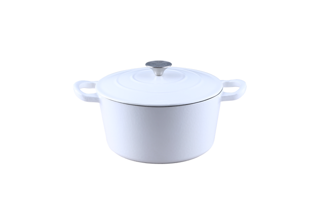 Ronneby Bruk Emaljerad Gryta, 4,5 L, Vit utsida och beige insida. Dubbel emaljering.  Classique design.